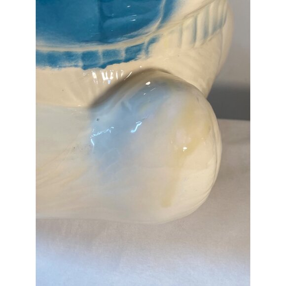 Welcome Cookie Jar Ceramic White Teddy Bear Blue Sweater Cookie Taiwan VTG - Picture 9 of 13